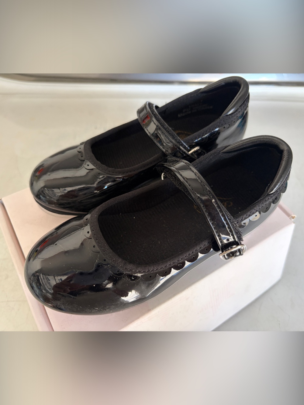 Elle Black Patent Mary Jane Flats for Kids with Buckle Strap